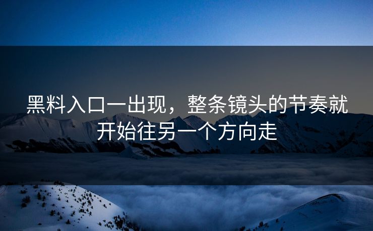 黑料入口一出现,整条镜头的节奏就开始往另一个方向走 黑料入口一出现,整条镜头的节奏就开始往另一个方向走