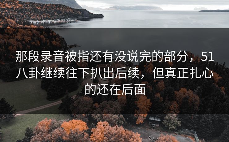 那段录音被指还有没说完的部分，51八卦继续往下扒出后续，但真正扎心的还在后面