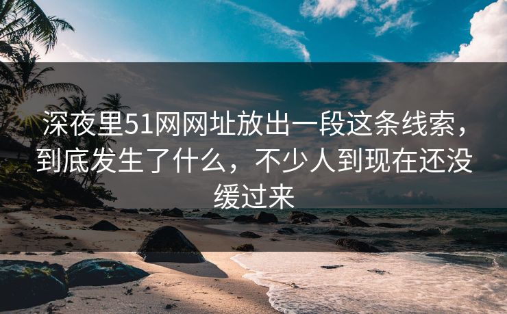 深夜里51网网址放出一段这条线索,到底发生了什么,不少人到现在还没缓过来 深夜里51网网址放出一段这条线索,到底发生了什么,不少人到现在还没缓过来
