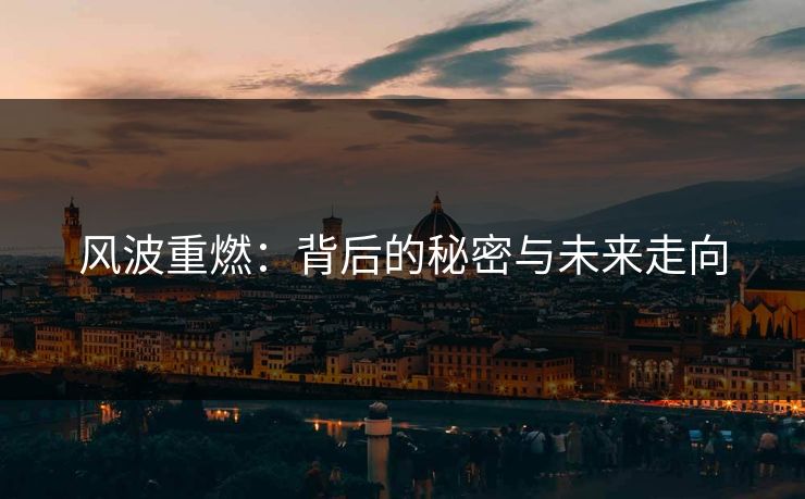 风波重燃:背后的秘密与未来走向 风波重燃:背后的秘密与未来走向